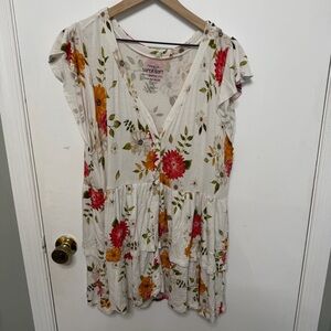 Torrid Flutter Sleeve Floral Babydoll Blouse